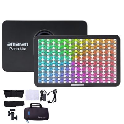 Amaran Pano 60c RGBWW 60W Portable LED Video Panel Light  Ultra-Compact, USB-C PD Powered, Sidus Link App Control, 22,220 Lux @0.5m, Ideal for On-The-Go Creators (Charcoal)