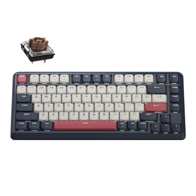 JamesDonkey J1 Low-Profile Wireless Mechanical Keyboard - QMK/VIA RGB Backlit, Hot-Swappable Brown Switch, 2.4 GHz Bluetooth, PBT Keycaps, 75% Layout Mac/Win/Linux for Office/Gaming - Dark Blue