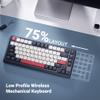 JamesDonkey J1 Low-Profile Wireless Mechanical Keyboard - QMK/VIA RGB Backlit, Hot-Swappable Brown Switch, 2.4 GHz Bluetooth, PBT Keycaps, 75% Layout Mac/Win/Linux for Office/Gaming - Dark Blue view 2