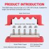 600A Heavy Duty Power Distribution Block with Cover 5 x 3/8" (M10) Studs Bus Bar Terminal Block, High Current Busbar 12-48V DC Busbar Box for Automotive RV Boat, RED view 2