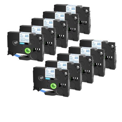 10 Pack Compatible TZ White 231 Label Tape for TZE 231 12mm 24mm Label Maker Ribbon for Machines(Blue on White)