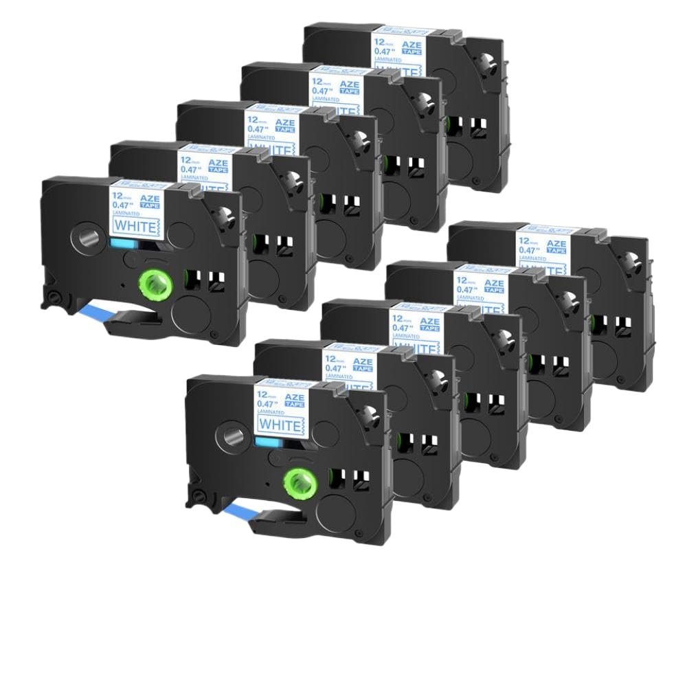 10 Pack Compatible TZ White 231 Label Tape for TZE 231 12mm 24mm Label Maker Ribbon for Machines(Blue on White)