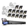 ANNKE 2MP Security Camera System, 16CH 4K DVR Recorder with AI Motion Detection, 12x 1080P (19201080) Add-on Wired White Cams with Smart Color Night Vision, IP67, Compatible with Alexa, 3TB HDD view 1