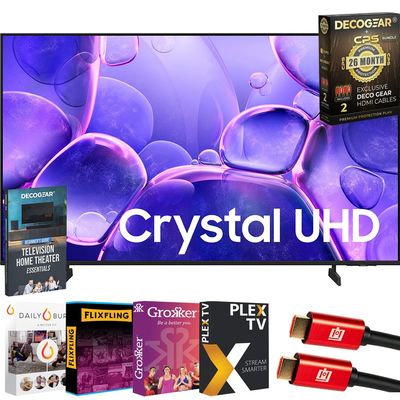 Samsung 55" Crystal UHD U8000F 4K Smart TV (2025) | CPS Exclusive 26 Month Protection, 2X HDMI Cables, Premiere Movies Streaming & Deco Gear Complete Home Theater Beginner's Guidebook