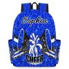 Ioracida Cheerleader Cheer Backpack Personalized with Name for Men Women Custom Shoulder Bag Laptop Bag, Large Capacity Casual Daypack, Blue Glitter view 1