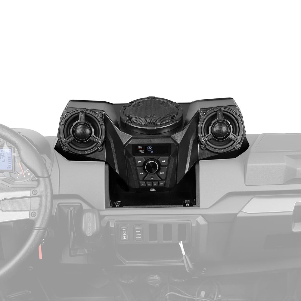 KEMIMOTO UTV 3-Speaker Audio Kit with 5.25" Woofer Compatible with Ranger 1000/1000 XP /1000 XP Crew 2018-2025 2026, Sound System with All-in-One Dash Unit FM Radio Accessories (Not Fit Northstar)
