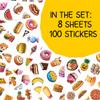 100pcs Food Stickers Cute Fast Food Vinyl Sticker Pack for Laptop, Water Bottle, Scrapbooking, Teens, Adults, Kids Waterproof Decals view 2