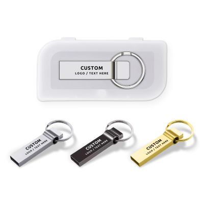 Custom USB Flash Drive, 100 Pack Personalized Pen Drive USB 2.0 Memory Stick Thumb Drive with Keychain, Ideal for Corporate Gifts, Business Events and Promotional Giveaways (128 MB,with Plastic Box)
