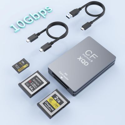 10Gbps CFExpress Type B Card Reader - 5 in 1 USB C&USB A CFexpress/XQD/SD Card Reader for CFexpress Type B+SD 3.0 Card+XQD Card Reader, CFexpress Adapter Memory Card Reader for Wins/Mac/Linux/Android