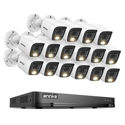 ANNKE 2MP Security Camera System, 32CH 3K Lite DVR Recorder with AI Motion Detection, 16x 1080P (19201080) Add-on Wired White Cams with Smart Color Night Vision, IP67, 3.6mm Lens, No Hard Drive
