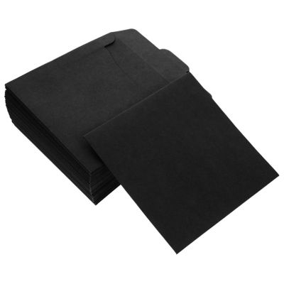 PERSELOSO 50pcs Retro Cd Paper Bag Cd Covers Card Binder Sleeves Sturdy Paper Cases for Gifting Storage Black