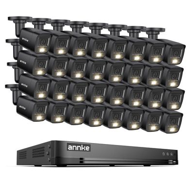 ANNKE 2MP Security Camera System, 32CH 3K Lite DVR Recorder with AI Motion Detection, 32x 1080P (19201080) Add-on Wired Black Cams with Smart Color Night Vision, IP67, 3.6mm Lens, No Hard Drive