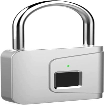 enttgo Fingerprint Padlock, Smart Digital Touch Biometric Security Portable USB Charging Lock(Silver)