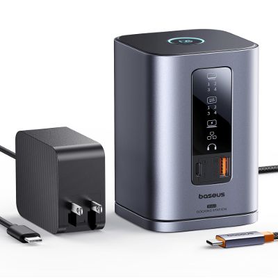 Baseus Laptop Docking Station, 11 in 1 Triple 4K Display HDMI/DP, 10Gbps USB A/C Fast Data, PD 100W, Ethernet, Audio, USB C Docking Station for Windows/Dell/HP/Lenovo/Asus/Acer/Mac (Include Charger)