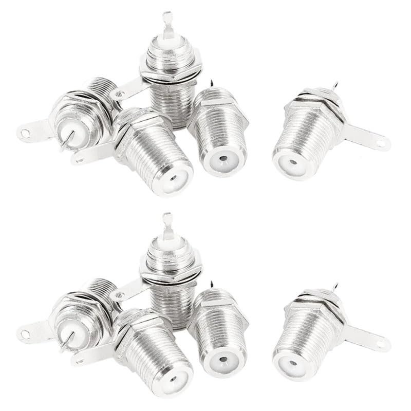 10 Pcs F Type Panel Mounted Socket Female Ja-ck Solder Connector Adapter