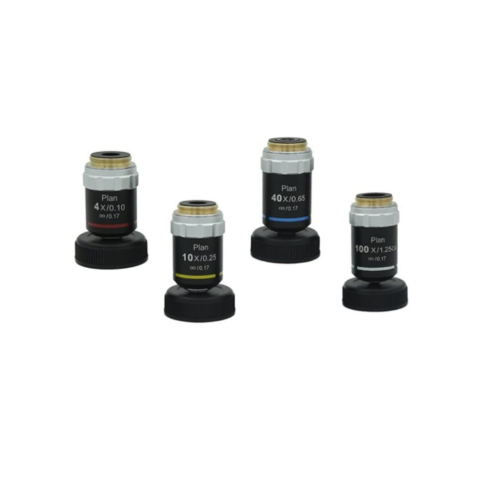 Lab Microscope Accessories 4X10X40X100X Plan Infinity Achromatic Microscope Objective(Set)