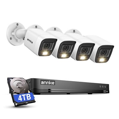 ANNKE 2MP Security Camera System, 32CH 3K Lite DVR Recorder with AI Motion Detection, 4X 1080P (19201080) Add-on Wired White Cams with Smart Color Night Vision, IP67, 3.6mm Lens, 4TB Hard Drive