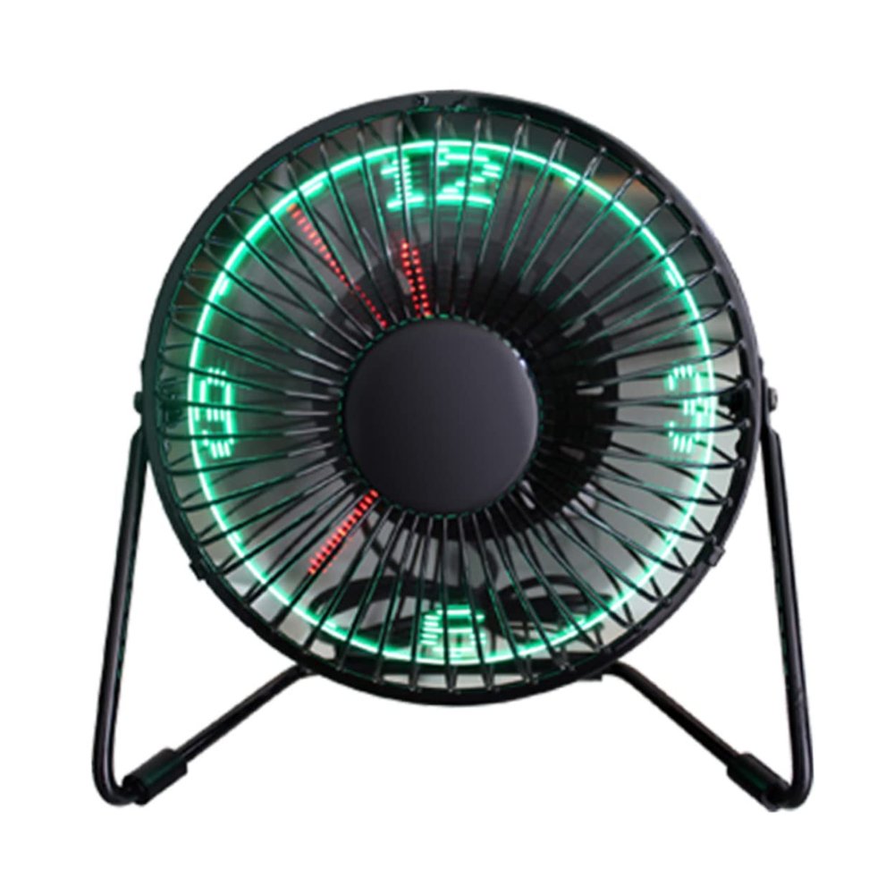 Angoily Clock Fan Portable Metal Cooling Fan with Display Rotation for Home Office Study and Compatible with Computers and Laptops