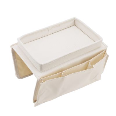 Aramox Arm Teaching Holder Large Sofa Tablet with Good Material, Armrest Shell for Remote Control and Snacks, Living Room Couch (Beige)