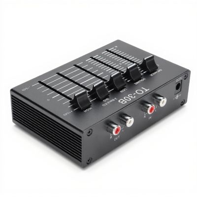 Phono Preamp, Mini Electronic Stereo Audio Preamplifier with 3 Band Equalizer, Tone Adjustment, for Turntable Phonograph Record Player, 5V Adapter