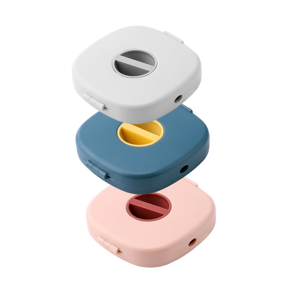 FELTECHELECTR 3pcs Portable Charging Cable Organizer Rotating Design Compact Data Cable Storage Box for Travel Mobile Phone Accessories Yellow White Gray