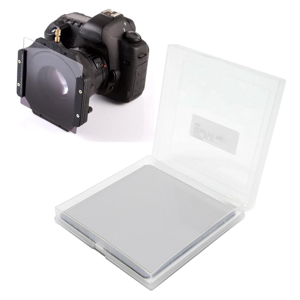 100X100mm ND Filter, ND1000 Square Filter Ultra Slim HD 28 Multi Layer Coatings Neutral Density Import AGC Optical Glass with Filter Bag, for Photography 2mm Thickness (ND2)