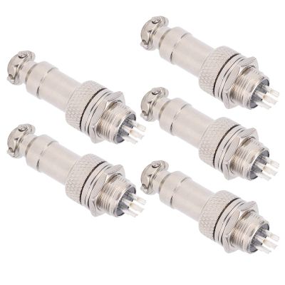 aqxreight 5Pcs Aviation Plug Connector M Fem Wire Panel Power Chassis Metal Fittings 5A GX12 450V2pin Ts, CNC Machine Etc Aviation PlugAviation ConnectorM Fem Wire Panel Power Chassis (4pin)
