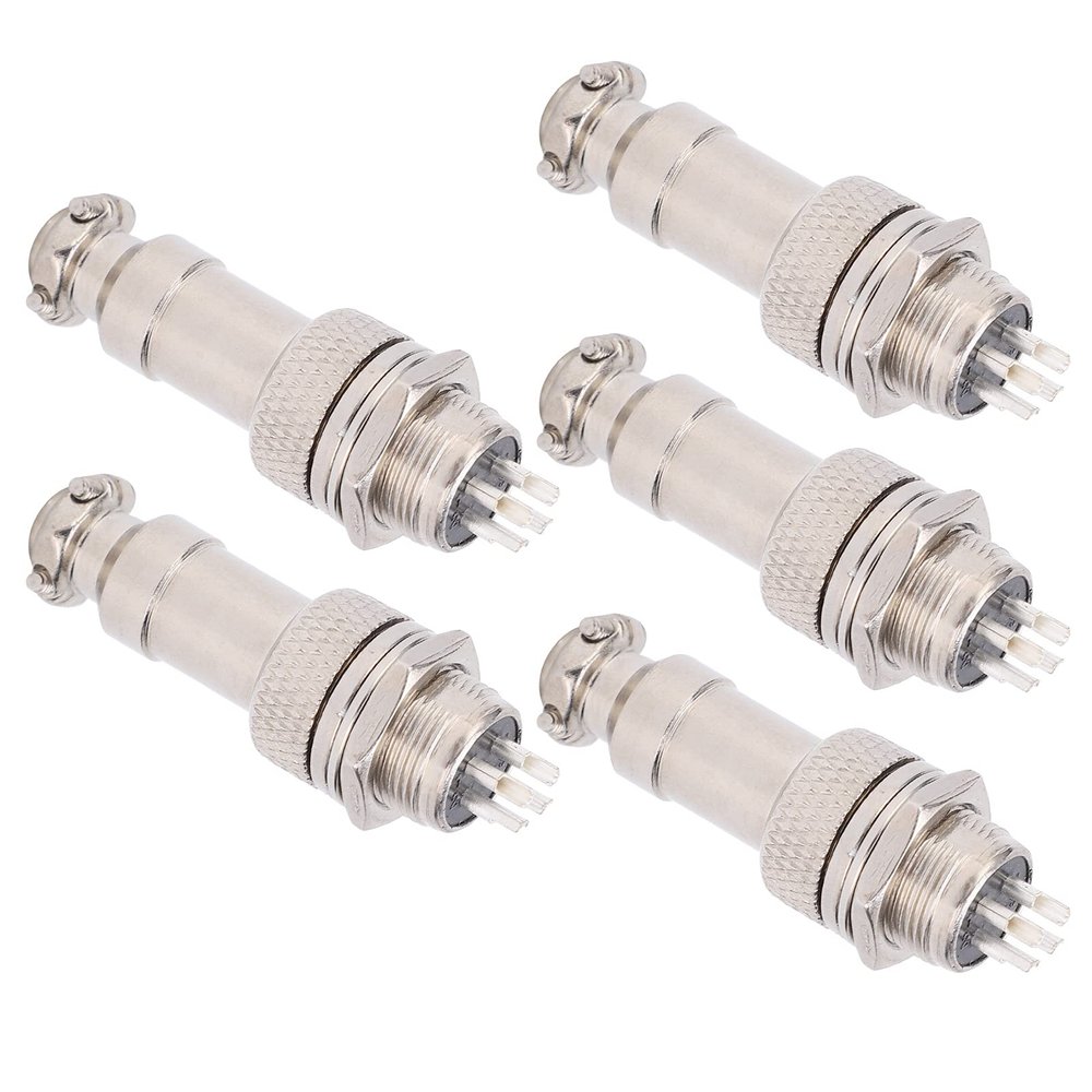 aqxreight 5Pcs Aviation Plug Connector M Fem Wire Panel Power Chassis Metal Fittings 5A GX12 450V2pin Ts, CNC Machine Etc Aviation PlugAviation ConnectorM Fem Wire Panel Power Chassis (4pin)