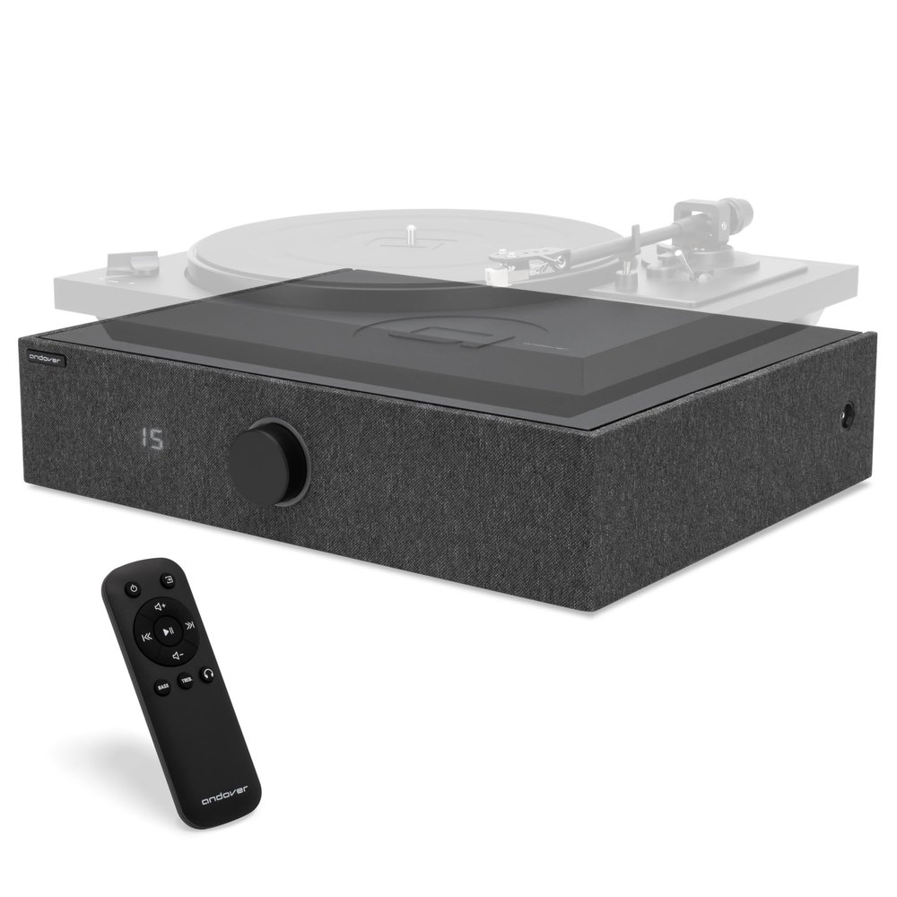 Andover Audio SpinBase MAX 2 Premium Speaker System - Bluetooth Streaming, Phono Pre-Amp, Capacitive Controls, IsoGroove Technology, Ideal for Turntables, Home Theater, and Hi-Fi Sound Setup - Black