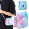 Akozon Camera Protective Cover PU Leather Camera Bag with Adjustable Strap for Instant Camera Mini11 Splat Blue Pink Dream (Blue Pink Color) view 3