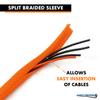 Kable Kontrol 100 Ft - 1.25 Inch Braided Cable Sleeve - Self Closing Split Wire Wrap Cord Hider Organizer Wire Loom Tubing Cover for Automotive, Industrial Cable Management - Orange view 3