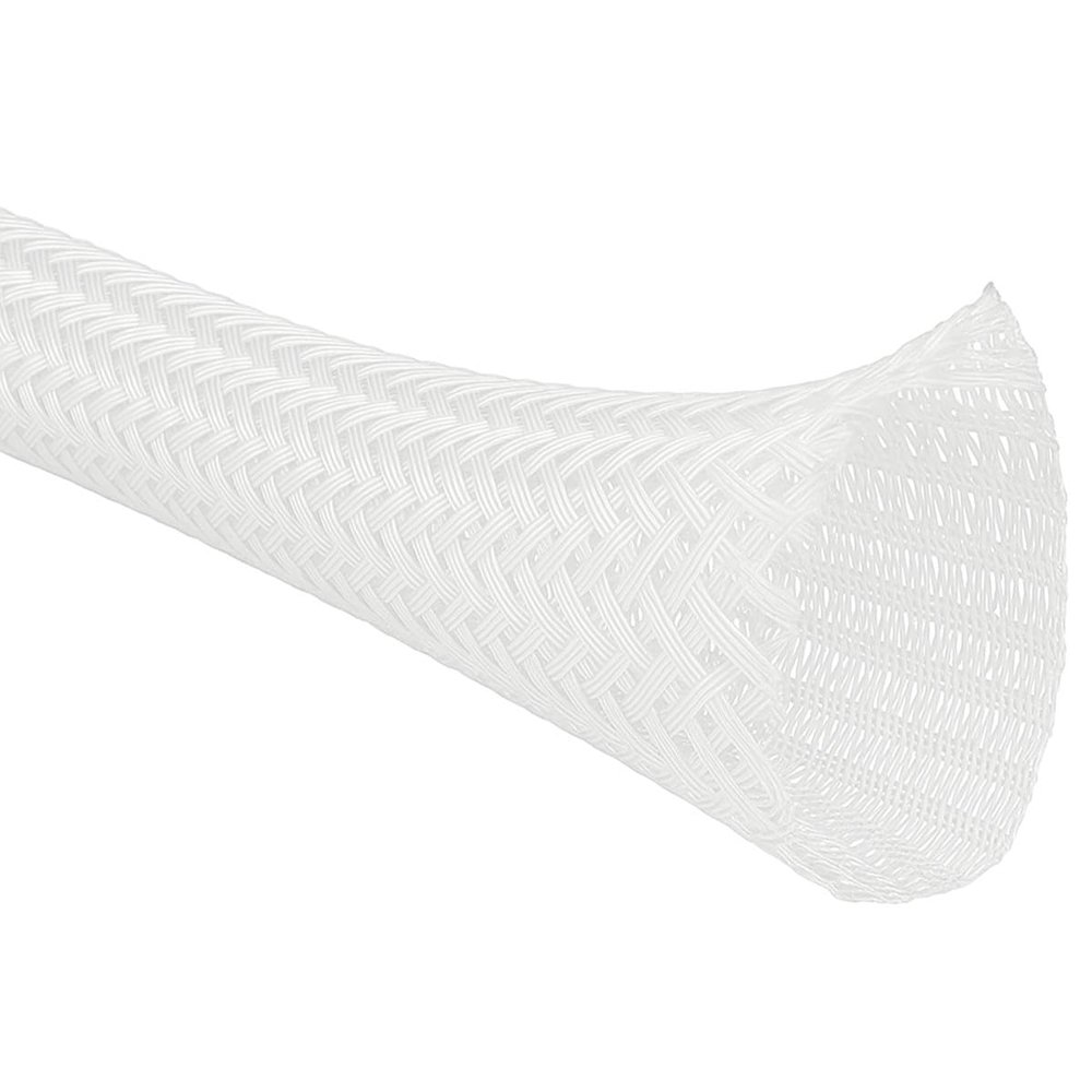 Kable Kontrol 50 Ft - 0.75 Inch Braided Cable Sleeve - Self Closing Split Wire Wrap Cord Hider Organizer Wire Loom Tubing Cover for Automotive, Industrial Cable Management - White