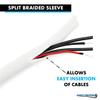Kable Kontrol 50 Ft - 0.75 Inch Braided Cable Sleeve - Self Closing Split Wire Wrap Cord Hider Organizer Wire Loom Tubing Cover for Automotive, Industrial Cable Management - White view 3