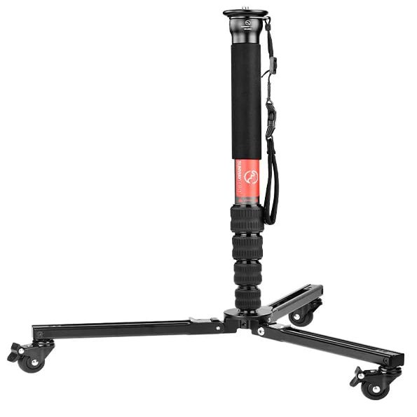 SUNWAYFOTO T1A20R + M3650C CF Monopod + Dolly, Heavy Duty Rolling Stand, Aluminum Alloy w Rubber Wheels