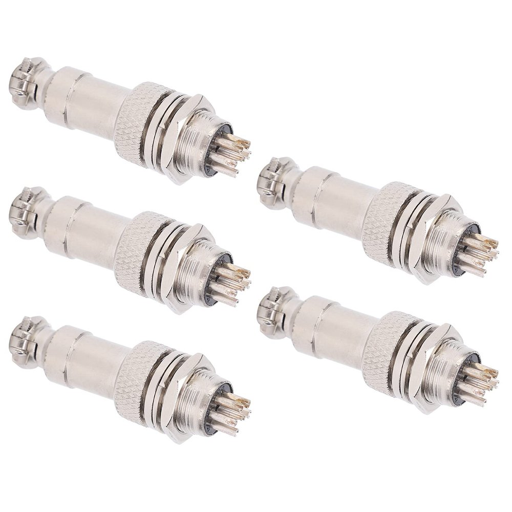 aqxreight 5Pcs Aviation Plug Connector M Fem Wire Panel Power Chassis Metal Fittings 5A GX12 450V2pin Ts, CNC Machine Etc Aviation PlugAviation ConnectorM Fem Wire Panel Power Chassis (6pin)