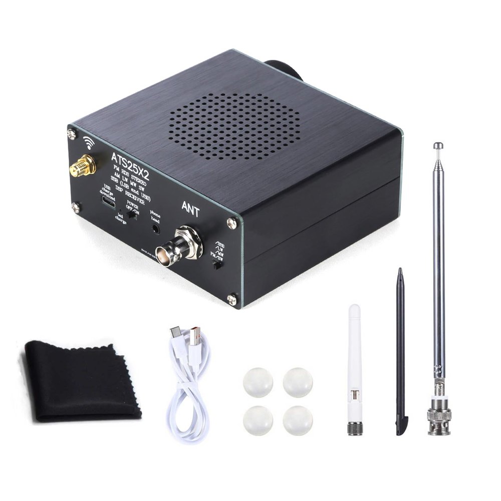 Aluminum WiFi Full Band Radio Receiver ATS25X2 with Touchscreen & External Antennas Support FM AM LSB USB SSB Modes