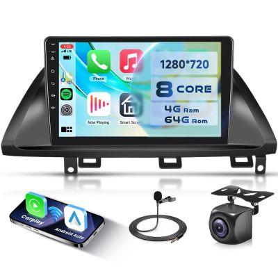 8-Core 4G+64G Qual-comm Snapdragon chip Car Radio for Honda Odyssey 2005-2010, Rimoody Car Stereo Carplay Android Auto 3D car Model Display GPS WiFi 9 Inch IPS Touchscreen Mirror Link Camera