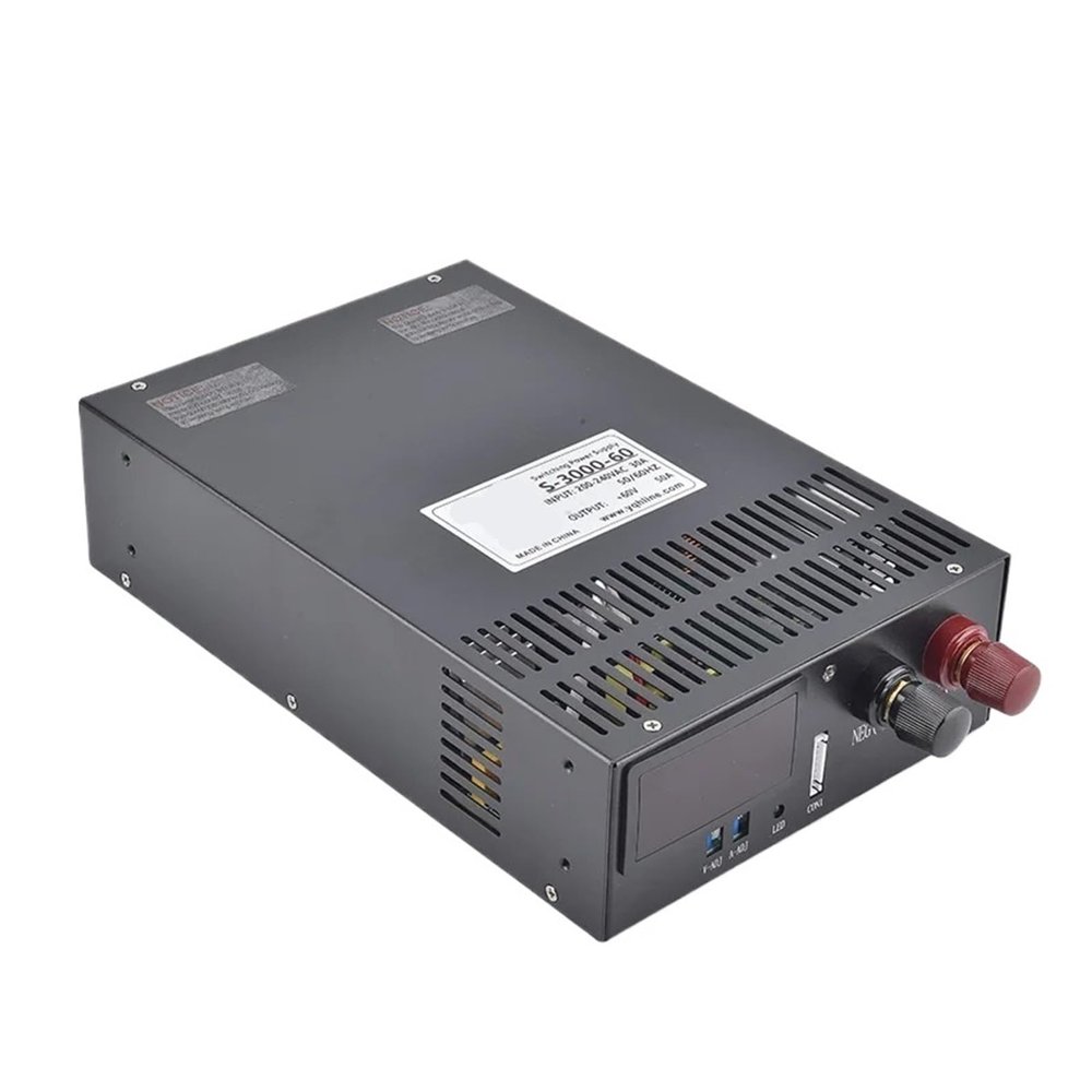 BDNZOBCD 3000W Adjustable Switching Power Supply AC-DC Converter 0-12V 24V 36V 48V 60V 72V 80V 90V 110V 150V 220V S-3000(with Display,220V_0-60V 0-50A)