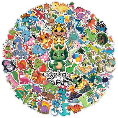 100pcs Cute Dinosaur Stickers, Dino Sticker for Kids Waterproof Vinyl Perfect for Phone Cases, Laptops, Luggage, Birthday Parties, Picnic Crafts, and Daily Decoration