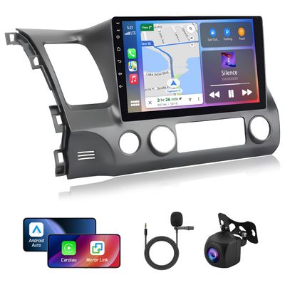 10.1" Double Din Car Radio Stereo for Honda Civic 2006 2007 2008 2009 2010 2011 with Wireless Carplay Android Auto Touch Screen Bluetooth Car Radio GPS Navigation for Honda Civic/SWC/Backup Camera