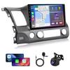 10.1" Double Din Car Radio Stereo for Honda Civic 2006 2007 2008 2009 2010 2011 with Wireless Carplay Android Auto Touch Screen Bluetooth Car Radio GPS Navigation for Honda Civic/SWC/Backup Camera view 1