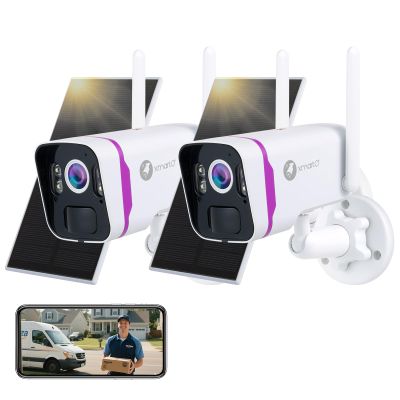 xmartO 2-Pack Solar Security Cameras Wireless Outdoor, 4MP 2K QHD WiFi6