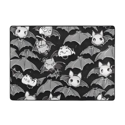 Halloween Bats Grey Print Living Room Anti Slip and Absorbent Carpet, Indoor Bedroom Bed Floor Mat, Ultra Soft Washable Carpet 80x58 in