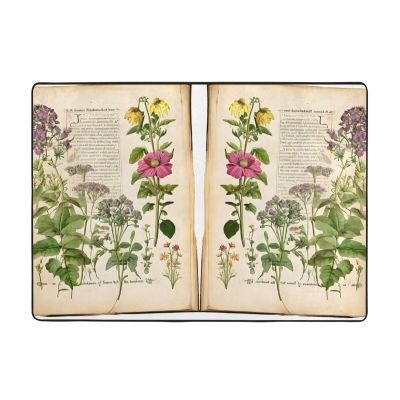 Floral in The Old Book Print Living Room Anti Slip and Absorbent Carpet, Indoor Bedroom Bed Floor Mat, Ultra Soft Washable Carpet 80x58 in