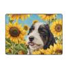 Dog with Sunflowers Print Living Room Anti Slip and Absorbent Carpet, Indoor Bedroom Bed Floor Mat, Ultra Soft Washable Carpet 80x58 in view 1
