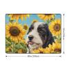 Dog with Sunflowers Print Living Room Anti Slip and Absorbent Carpet, Indoor Bedroom Bed Floor Mat, Ultra Soft Washable Carpet 80x58 in view 3