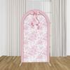 KONPON Pink Bow Arch Backdrop Cover 7.2FT Floral in Bloom Spandex Arch Stand Cover for Wedding Bridal Shower Coquette Bow Party Decorations (No Stand!) view 2