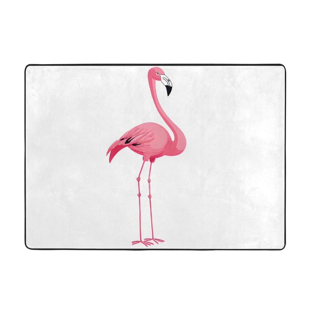 Flamingo Print Living Room Anti Slip and Absorbent Carpet, Indoor Bedroom Bed Floor Mat, Ultra Soft Washable Carpet 80x58 in