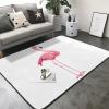 Flamingo Print Living Room Anti Slip and Absorbent Carpet, Indoor Bedroom Bed Floor Mat, Ultra Soft Washable Carpet 80x58 in view 2