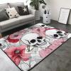 Color Skulls Print Living Room Anti Slip and Absorbent Carpet, Indoor Bedroom Bed Floor Mat, Ultra Soft Washable Carpet 80x58 in view 2